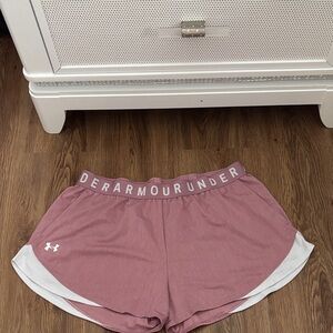 Under Armour Women's Mauve and White Athletic Shorts